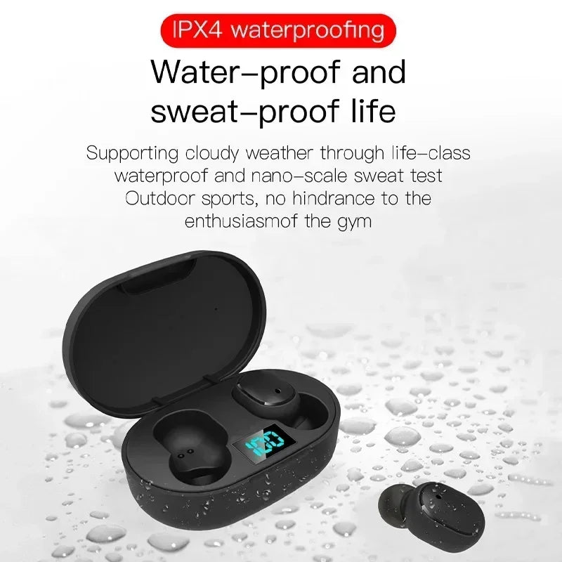 E6S Wireless Bluetooth Headset 5 2 Earphones LED Battery Display