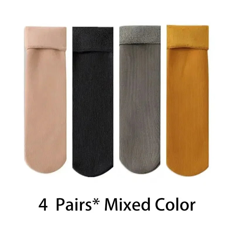 Women's Thermal Cashmere Wool Winter Socks – 4 Pairs