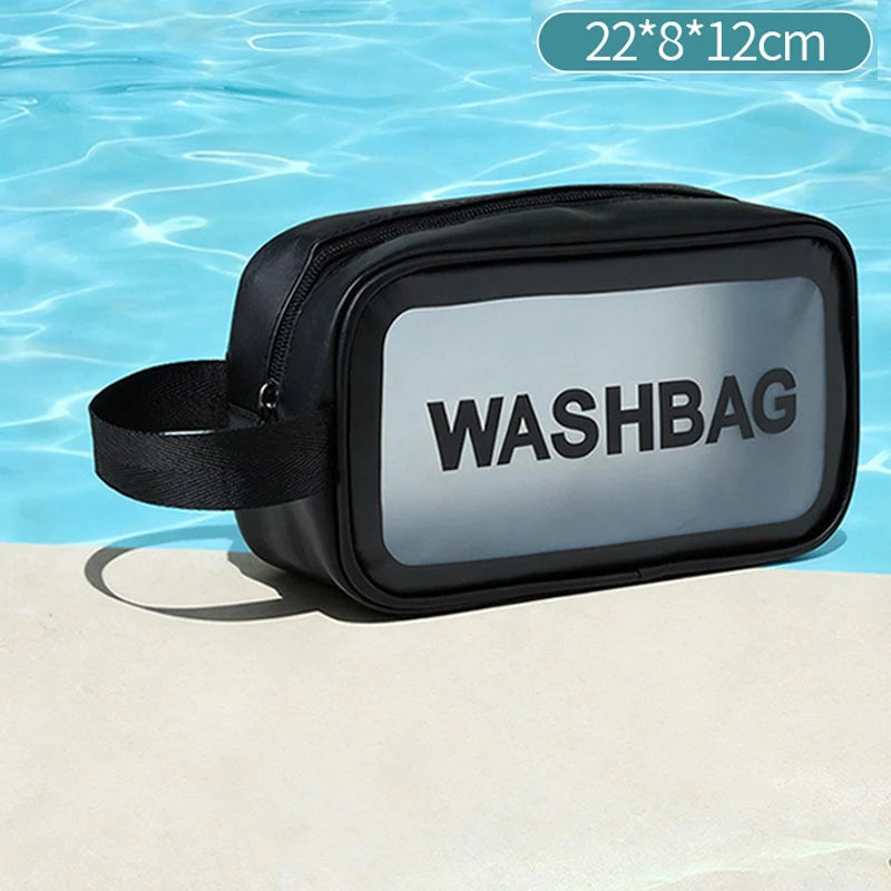 Portable hand-held PU polishing semi-transparent waterproof toiletry storage dust-proof makeup bag Zpaxo color a-s