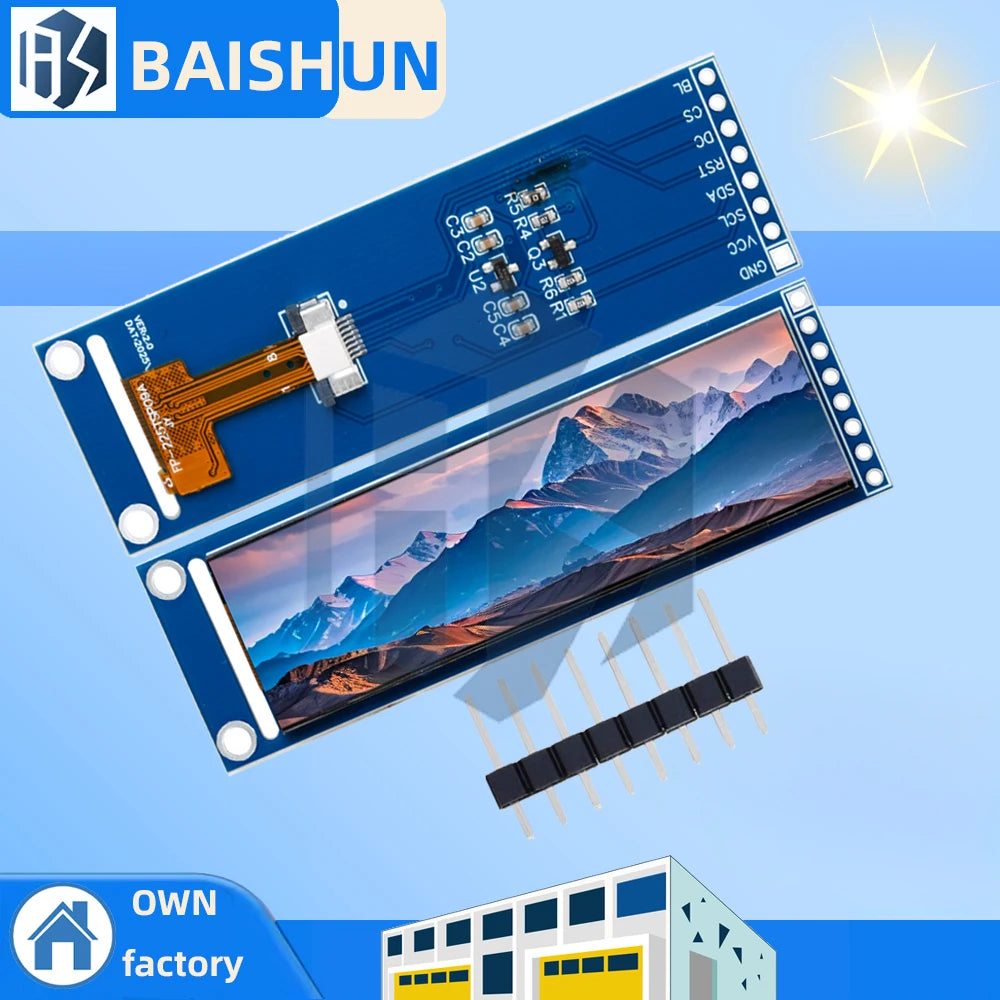 2.25-Inch TFT LCD Module (ST7789): 76×284mm Small Full-View SPI Color Display for Arduino-Compatible Zpaxo Default Title