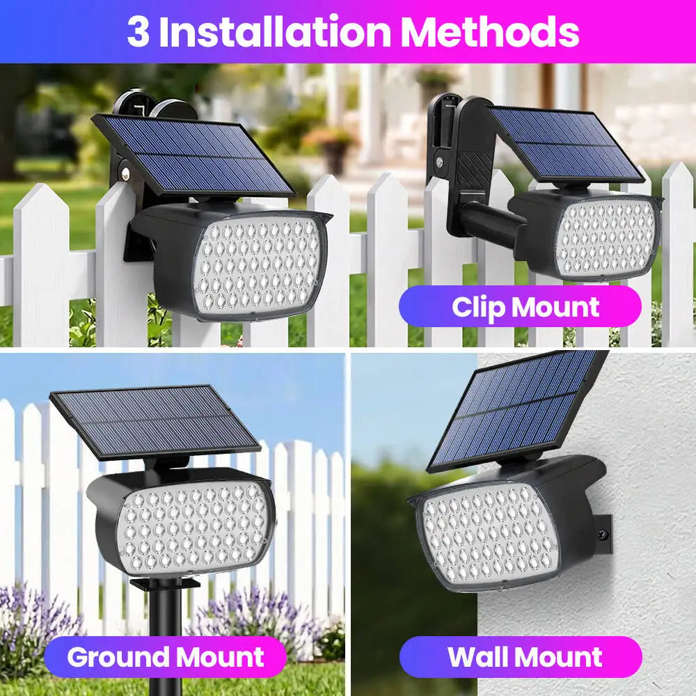 48LED RGB Clip On Solar Spot Lights Outdoor Waterproof IP65 7Lighting Modes Color Changing Landscape Lighting For Garden Yard Zpaxo