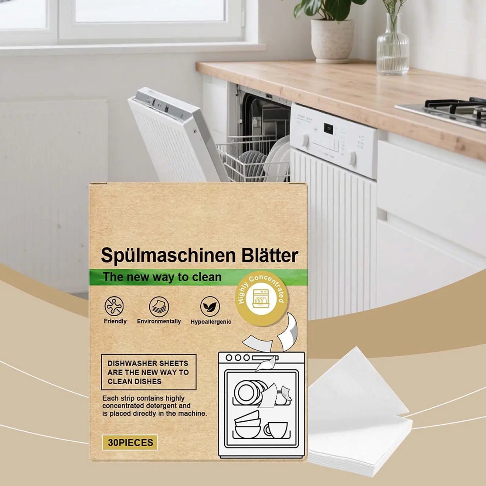 Eco-friendly Dishwasher Detergent Sheets Natural Cleaning Strips