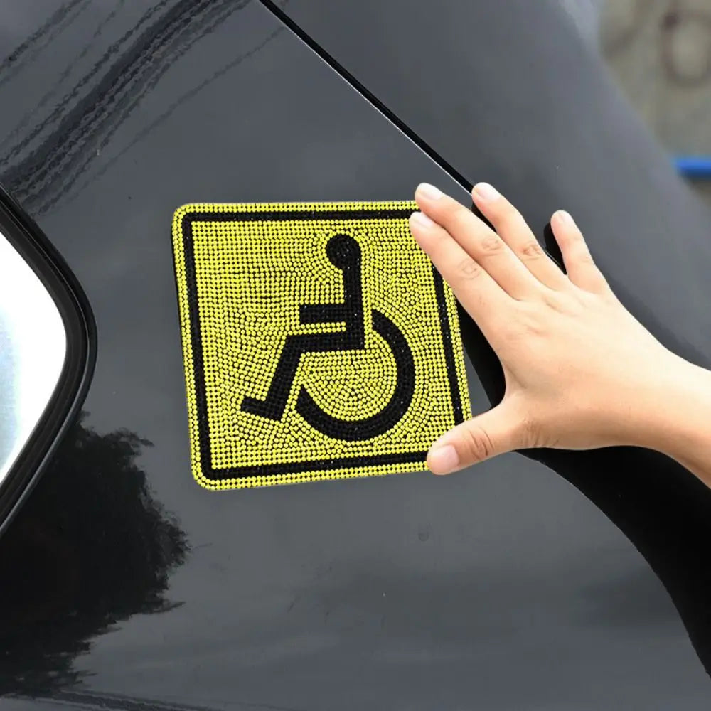 Sparkling Rhinestone Inlaid Wheelchair Pattern Decal Strong Self Zpaxo