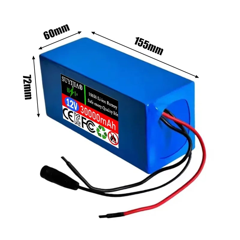 New 3S8P 12V 30000mAh Battery Pack 18650 Rechargeable Li-ion Battery with BMS 12V 30Ah DC12.6V Super Large Capacity + Charger Zpaxo