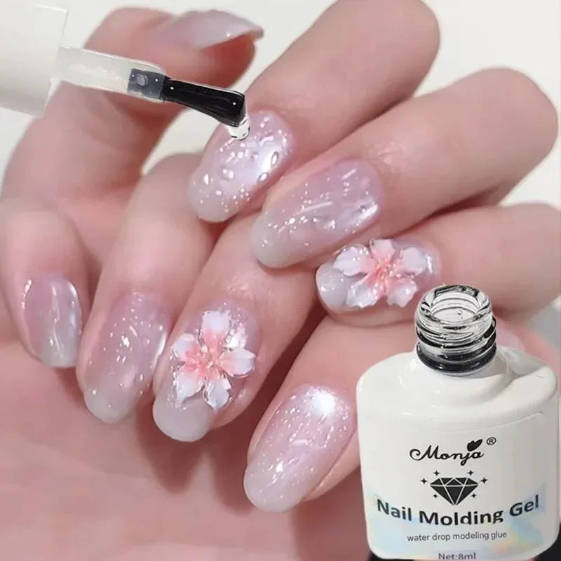 3D Water Drop Nail Gel Crystal Semi-Solid No-Wipe Rain Drop Effect Sculpting Gel Polish High Transparent Nail Art Molding Polish Zpaxo