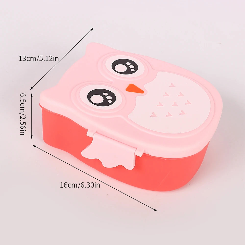 Portable Owl Lunch Box with Compartments Plastic Bento Box Cartoon Food Container Student School Food Storage Box Zpaxo Pink