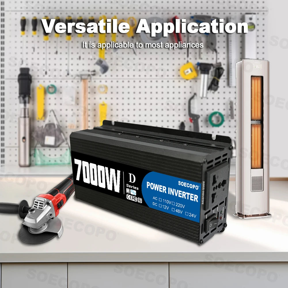 7000W Smart Inverter DC 12V 24V 48V AC 110V 220V Converter Charger