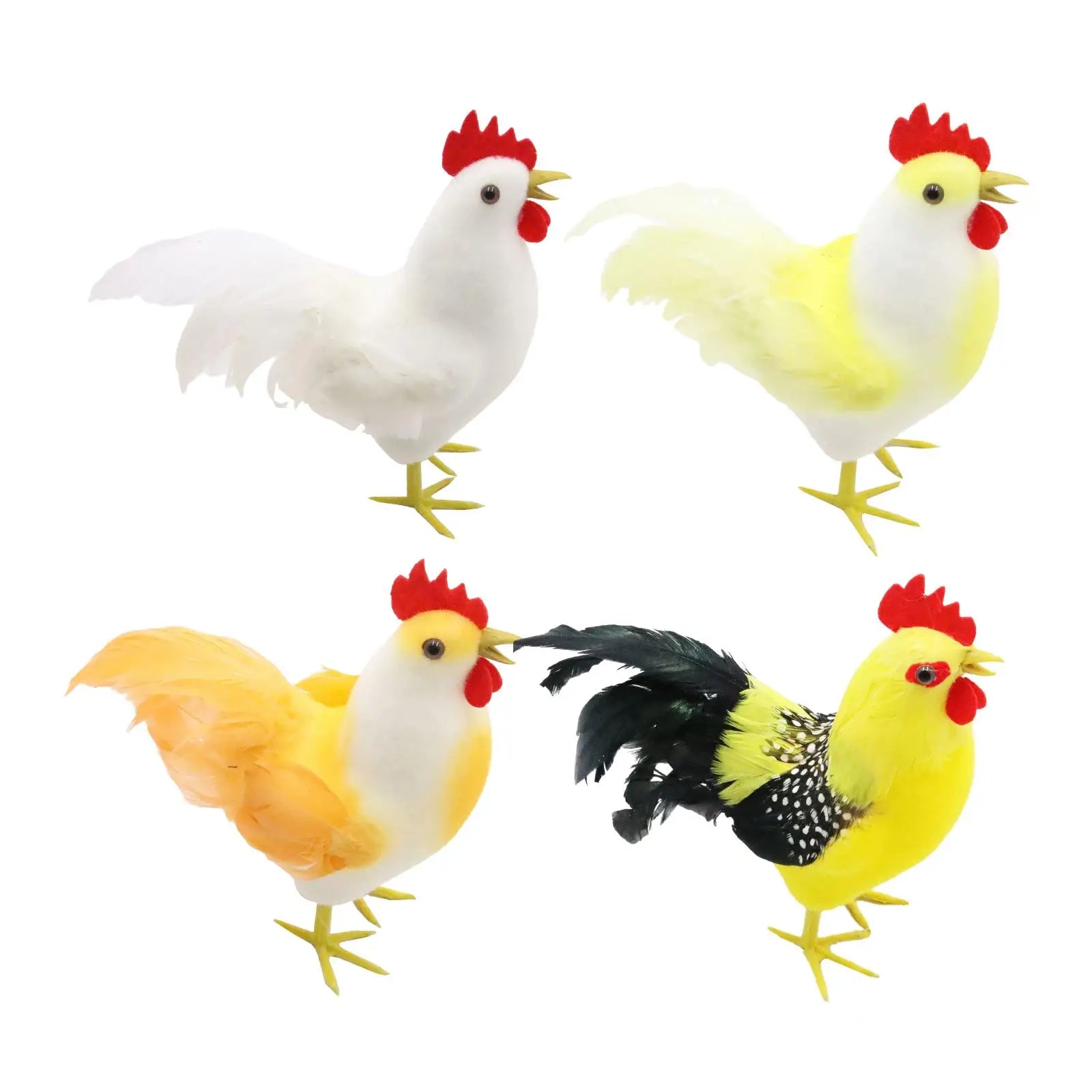 Rooster Sculpture Simulated Feathers – Garden & Desktop Statue Garden Animal Statue Zpaxo