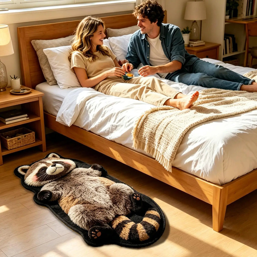 Animal Area Rug Raccoon Pattern Carpet Mat Soft Home Dining Bedroom