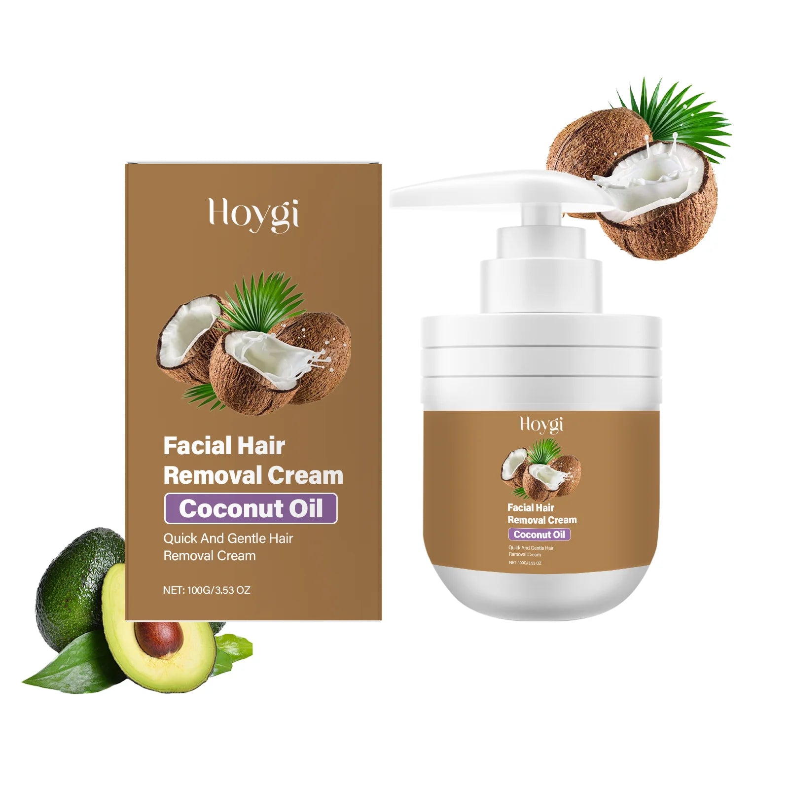 Coconut Hair Removal Cream for Body Face Legs Armpits Fast Gentle Depilatory Cream Women Men Sensitive Skin No Irritation 100g Zpaxo 1PC