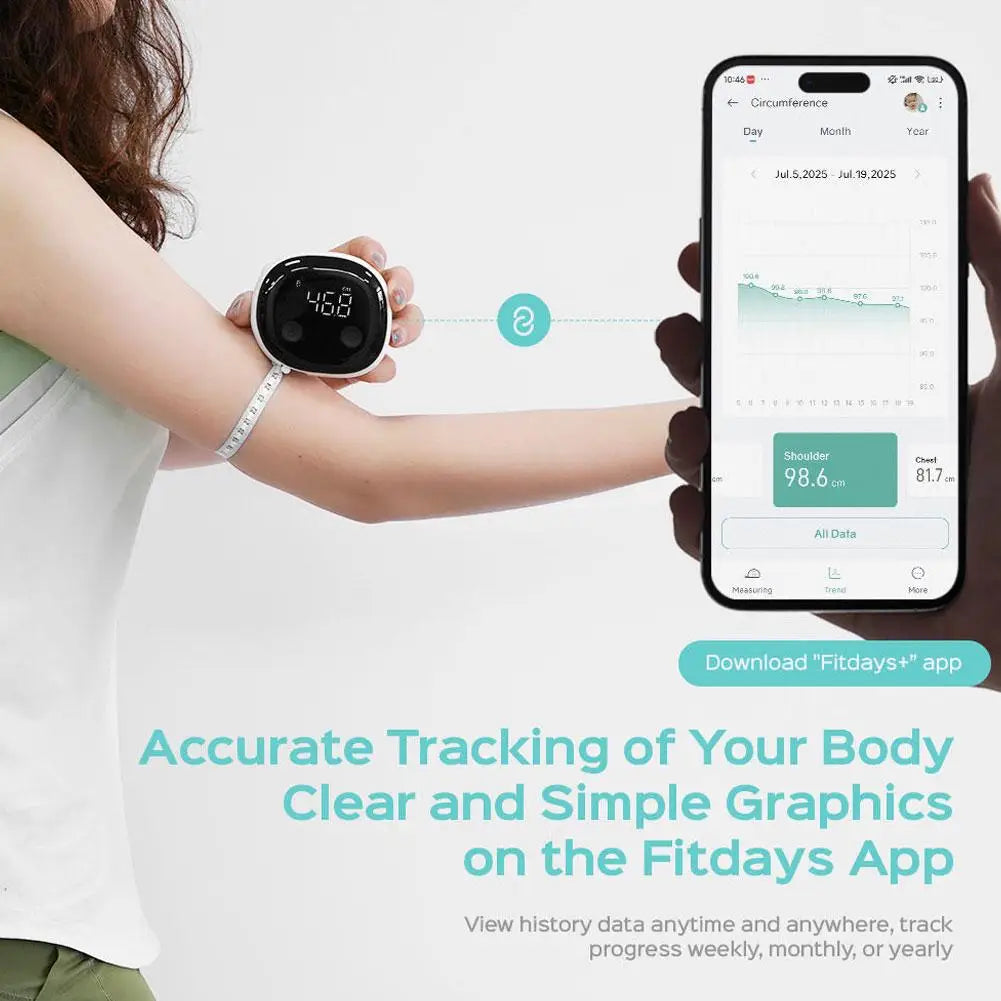 Smart Bluetooth Body Tape Measure | Digital Caliper App Sync Smart Body Tape Measure Zpaxo