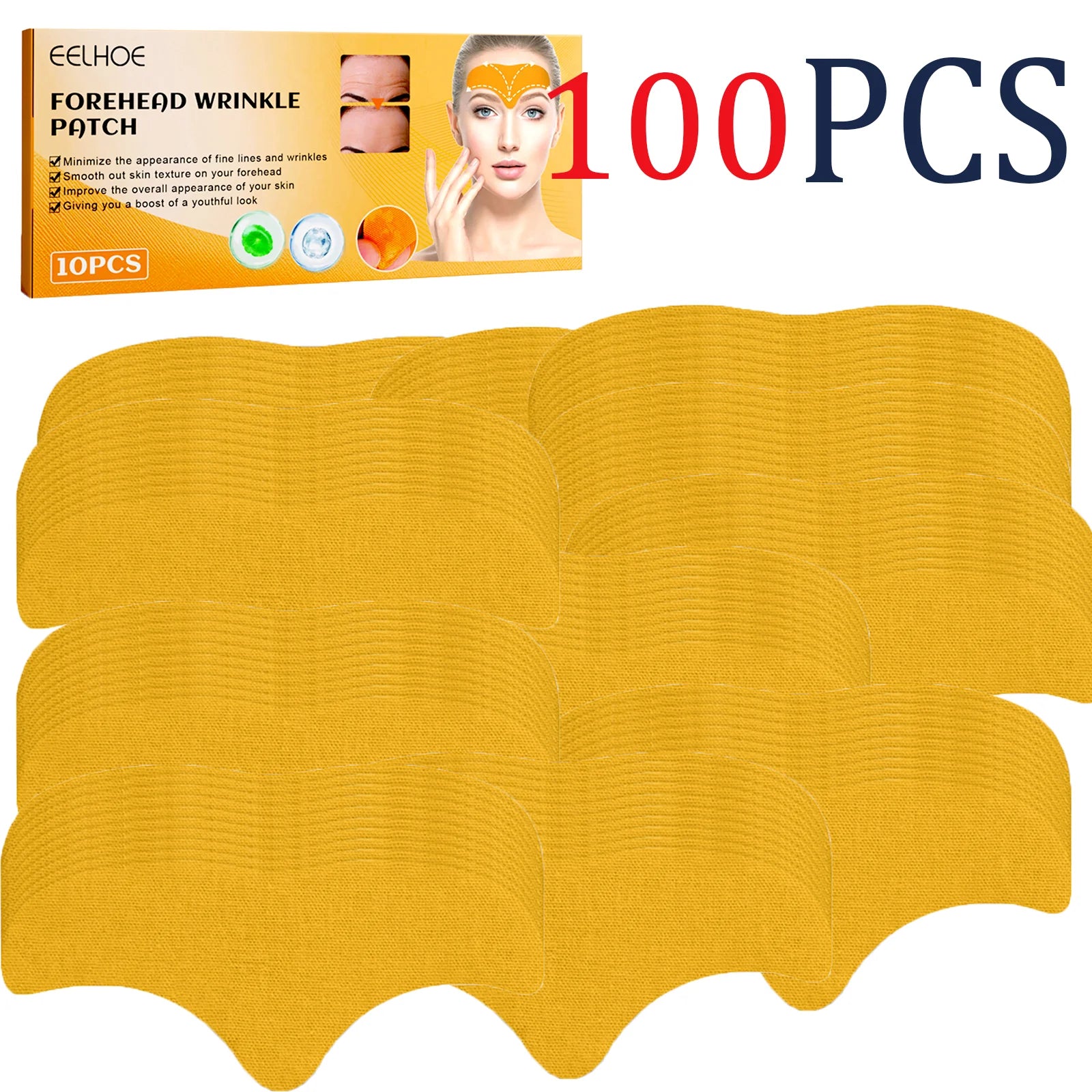 Forehead Wrinkle Patches 10pcs, Anti Aging Facial Strips to Smooth Fine Lines Wrinkles Forehead Lift Tape with Jojoba Oil Zpaxo 100 Pcs
