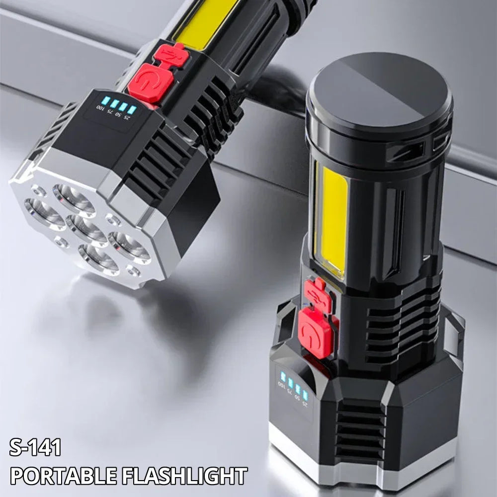ESMARTER 7-LED Rechargeable Flashlight with COB Side Light 1000lm