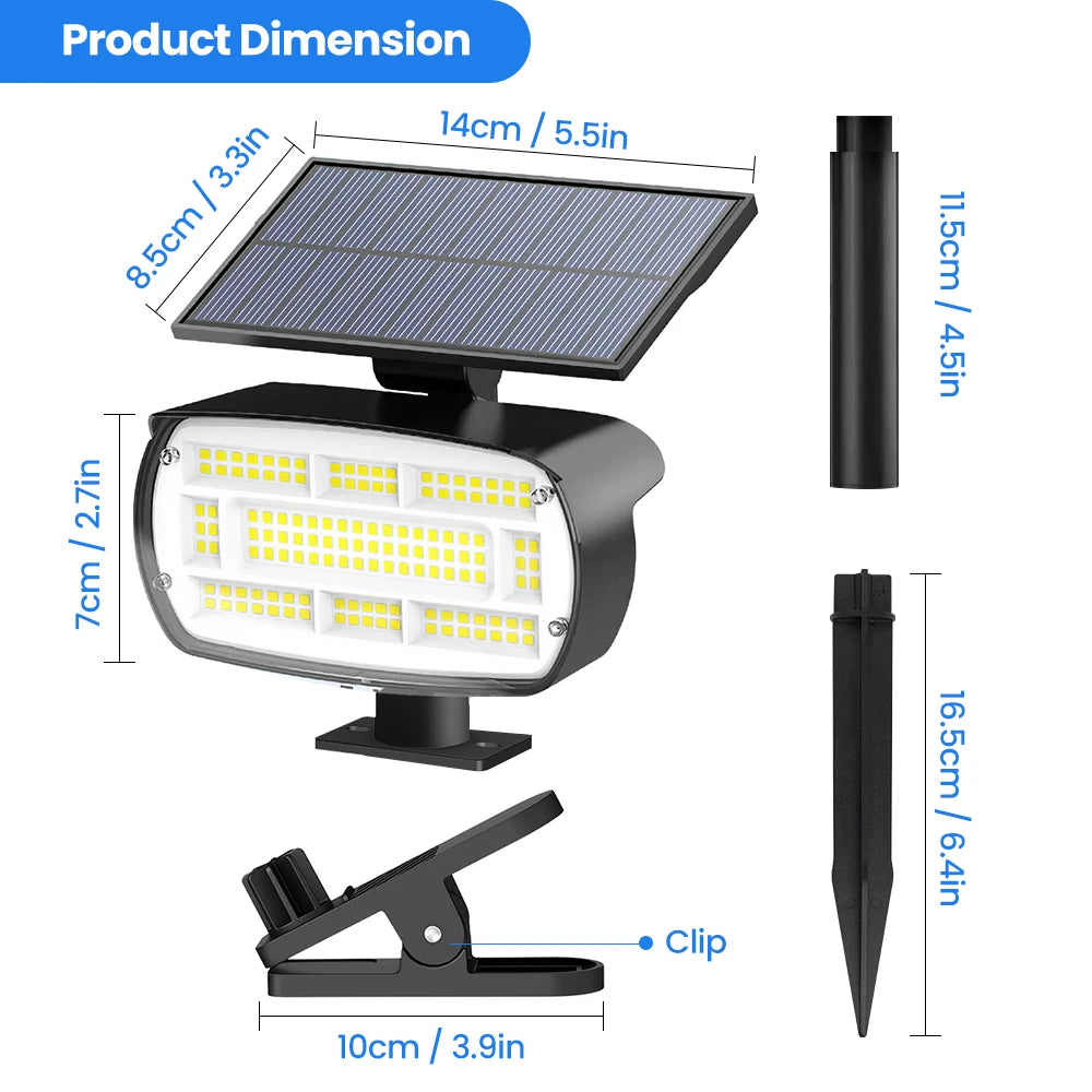 136LED Solar Spot Lights With Clip Outdoor IP65 Waterproof 3 Modes Solar Landscape Spotlights For Garden Yard Pathway Zpaxo