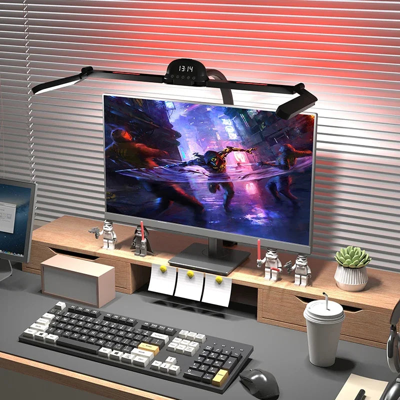 LED Full Spectrum Eye-Caring Architect Desk Lamp with Clamp Flexible Gooseneck 120cm Foldable 4-Head Stepless Dimming Lamp Zpaxo