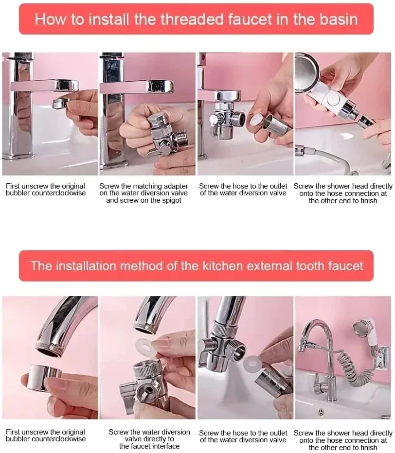Faucet Extender & External Shower Head Adapter Set Faucet Shower Adapter Zpaxo