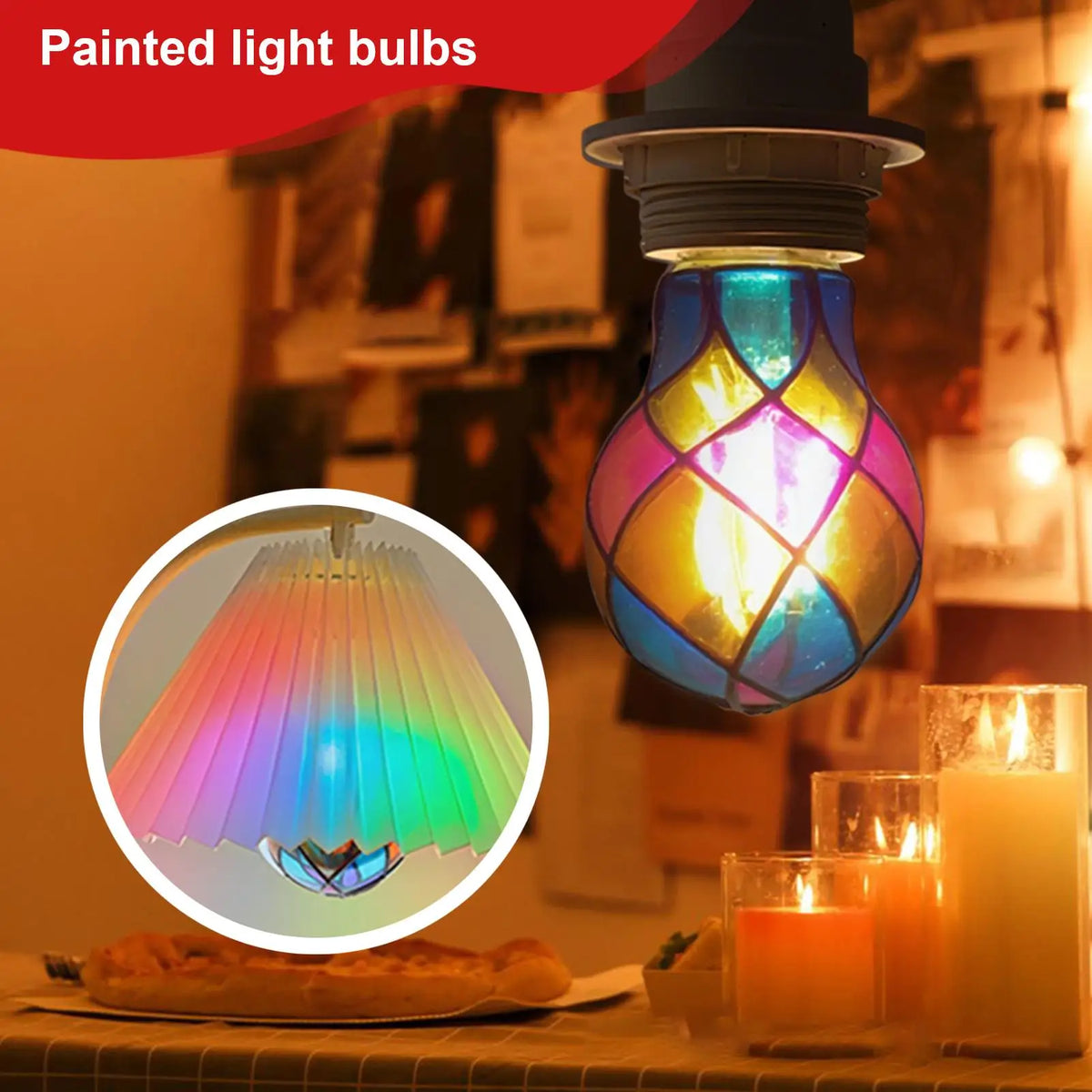 Stained Glass LED Light Bulb E26 4W 120V Vintage Edison Halloween Zpaxo