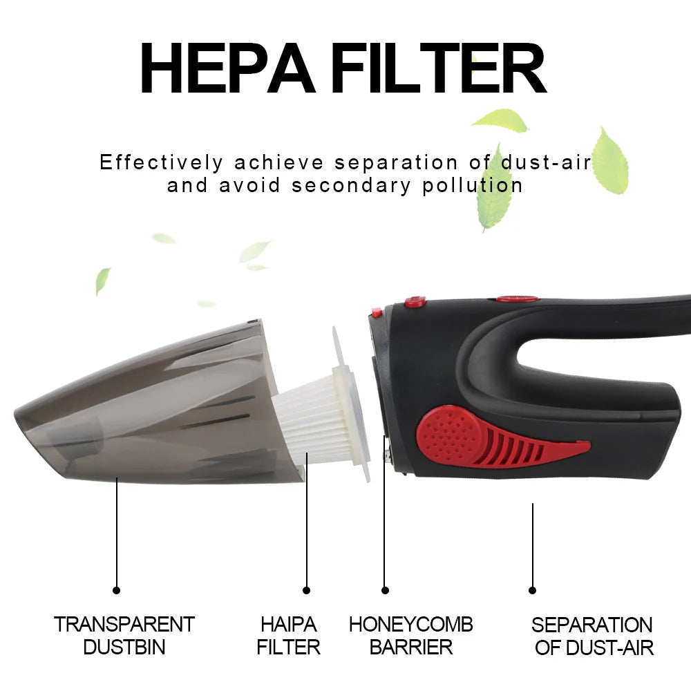 Car Accessories Cordless Vacuum Cleaner Handheld Wet Dry Clean Cigarette Lighter Plug 120W DC 12V 5000PA Strong Suction Zpaxo