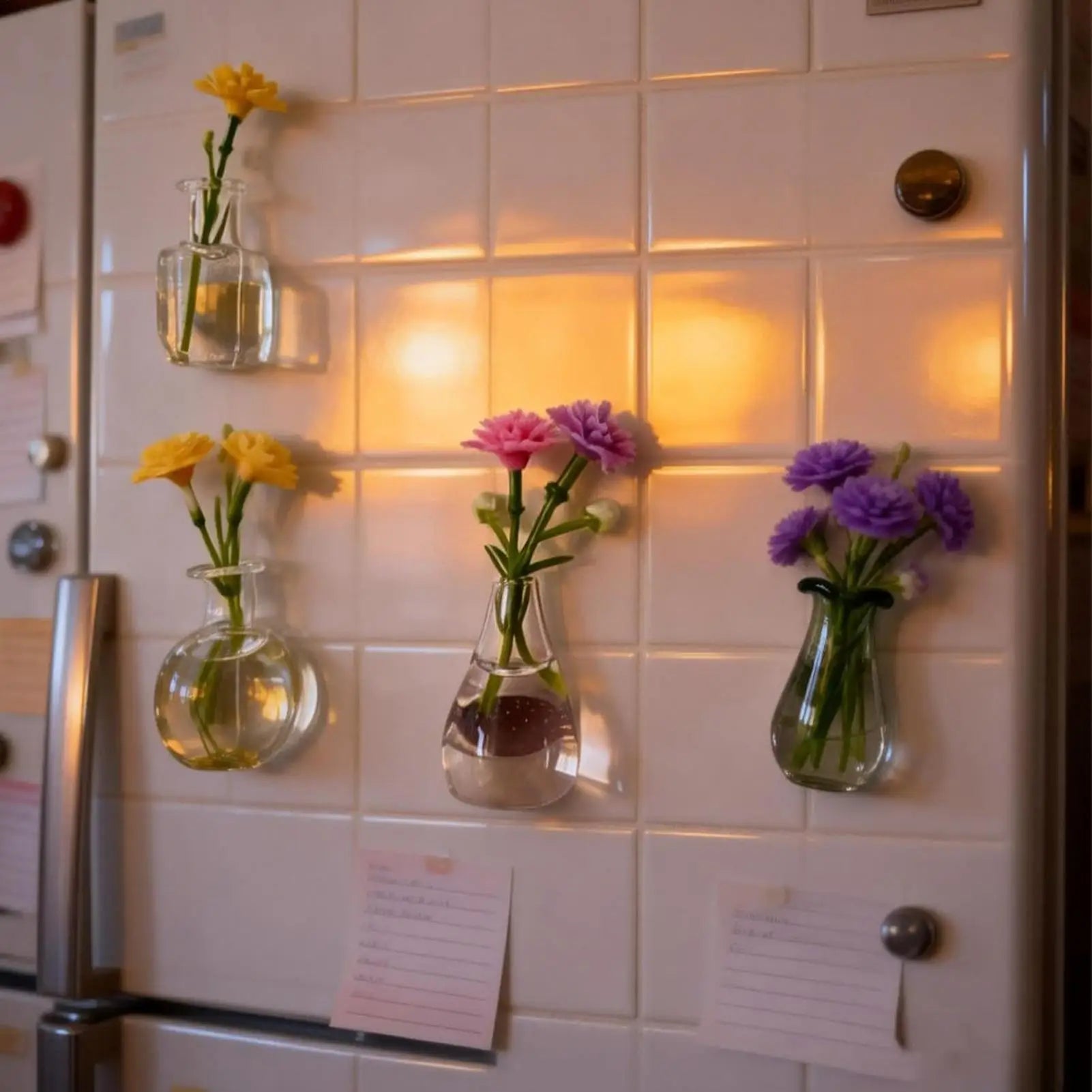 Magnet Vases Refrigerator 10 Glass Cute Decor Small Fridge Flower