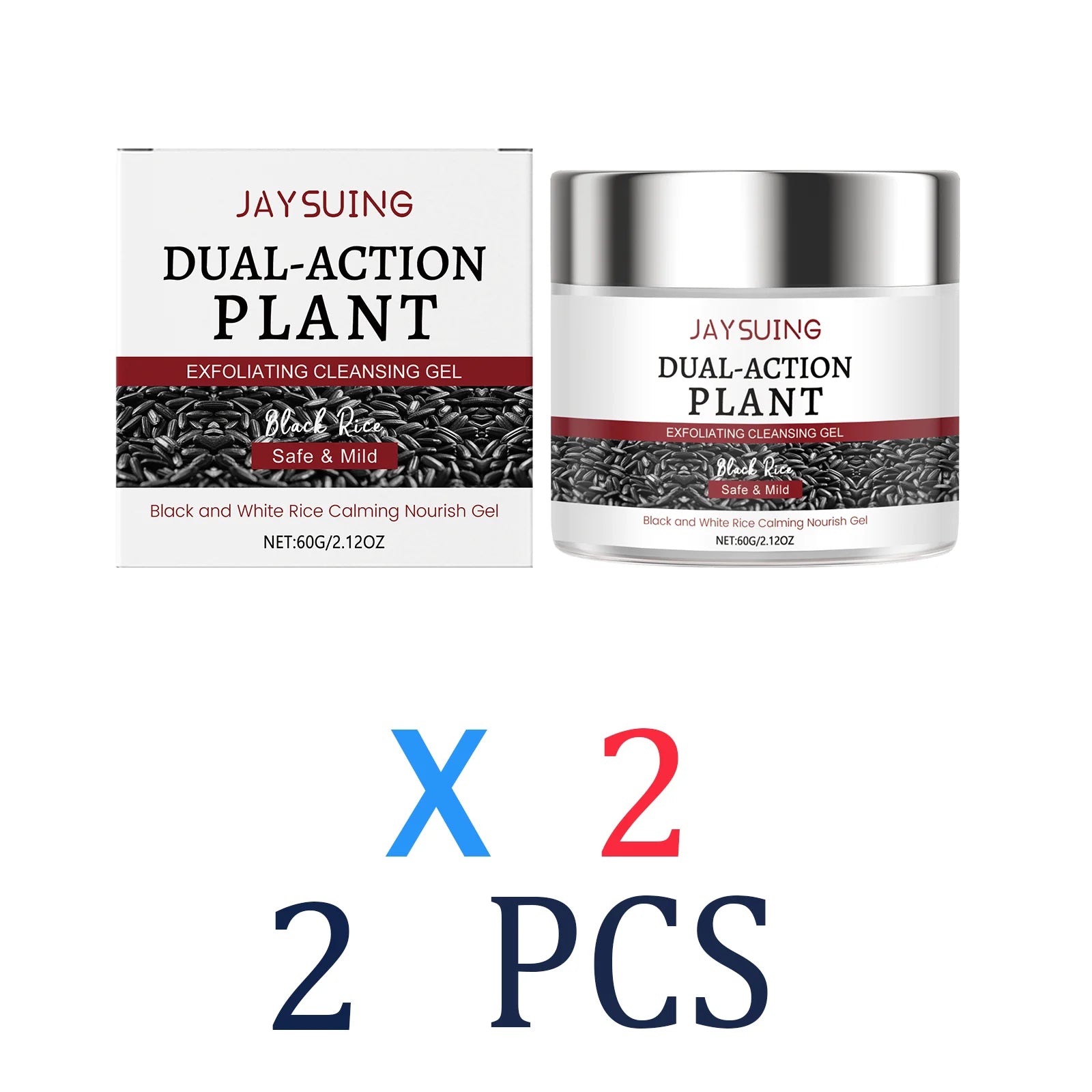 Black Rice Facial Cleansing Gel 60g, Deep Pore Cleanse Exfoliating Scrub Gentle Face Wash for Smooth Skin Daily Cleanser Winter Zpaxo 2 Pcs