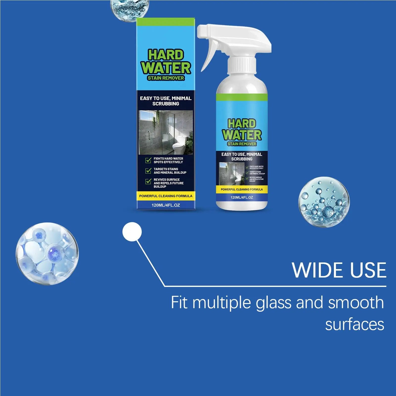 Bathroom Water Stain Remover No Scrub Cleaner Scale Glass Spray