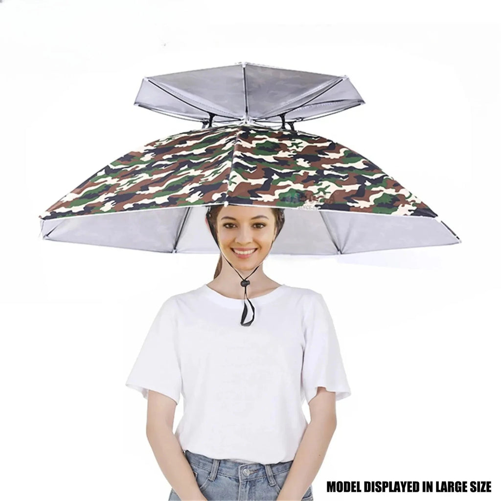 Rain Umbrella Hat Foldable Sun Shade Waterproof Fishing Headwear Cap Beach Head Hats Double-Layer UV Protection Sunscreen Zpaxo