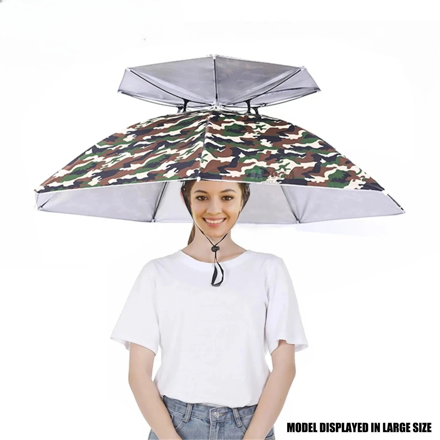 Rain Umbrella Hat Foldable Sun Shade Waterproof Fishing Headwear Cap Beach Head Hats Double-Layer UV Protection Sunscreen Zpaxo