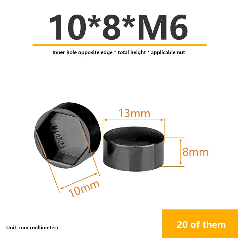 Hexagonal Nut Flat Head Plastic Protective Cap External Hexagonal Screw Low Head Decorative Cap Dust-Proof Cover Zpaxo A1