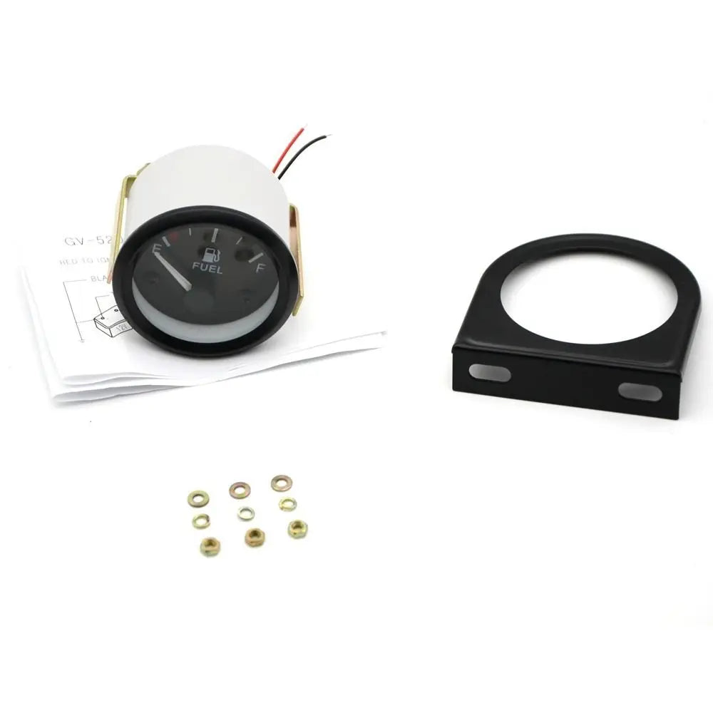 Waterproof 2 Fuel Level Gauge Black Rim White LED Light Car Meter Zpaxo