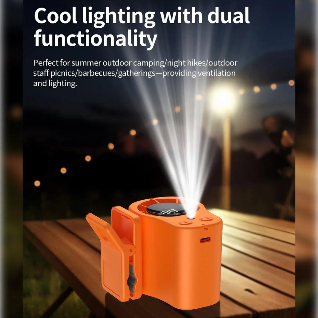 Clip Fan Portable LED Display Cooling 360 Rotation USB Rechargeable