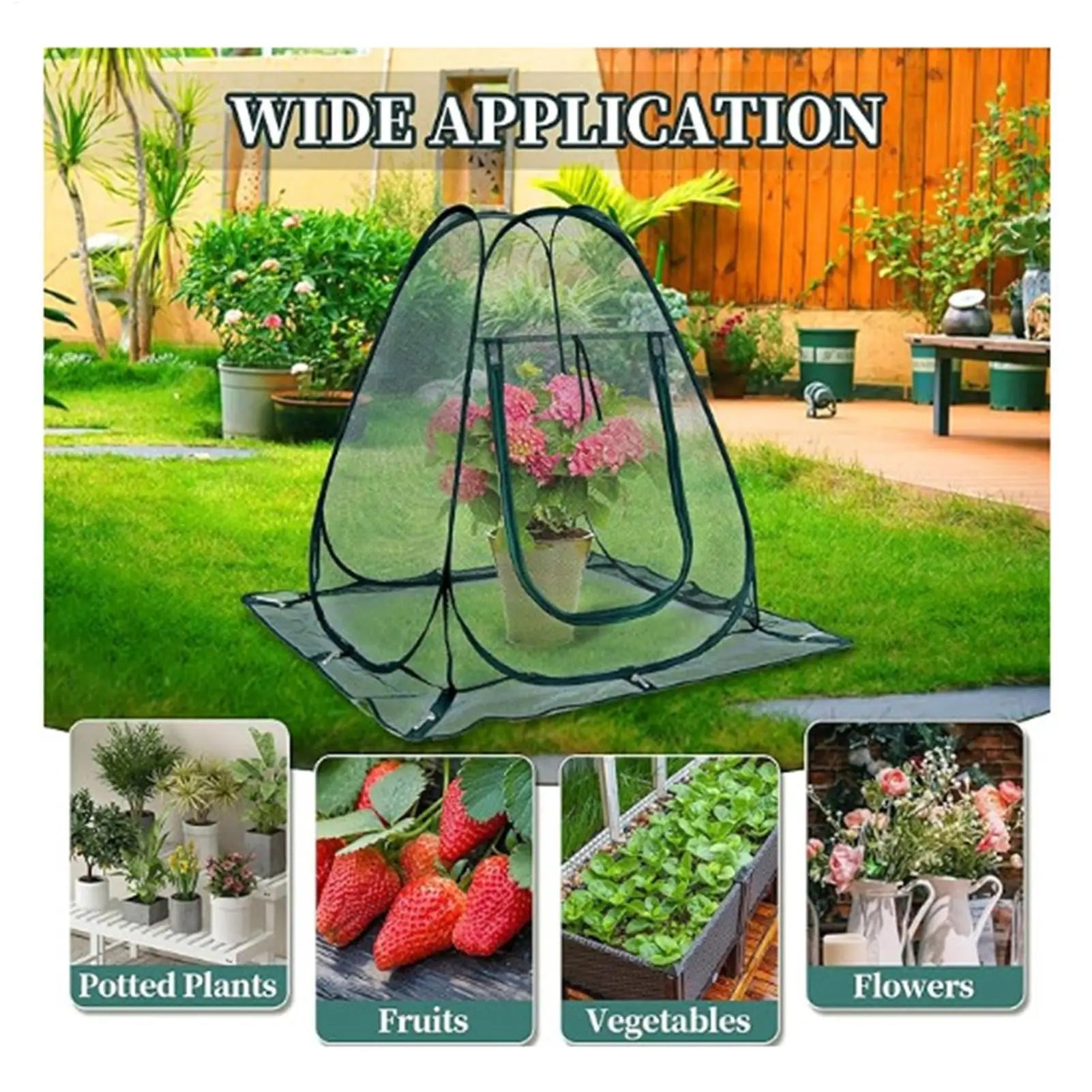 Mesh Plant Cover Popup Garden Net 72x72x82cm Portable Crop Cage