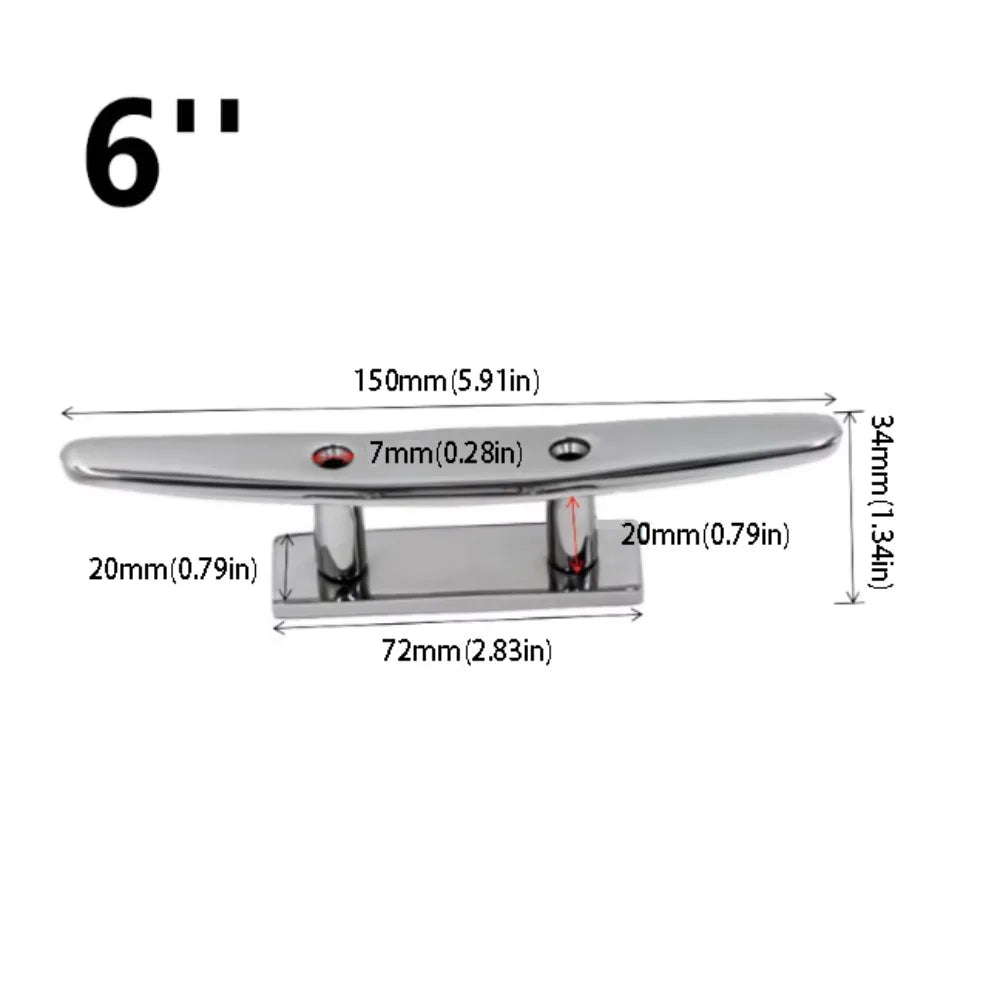 316 Stainless Steel Mooring Cleat Polished Finish Foldable Design Zpaxo 6inches