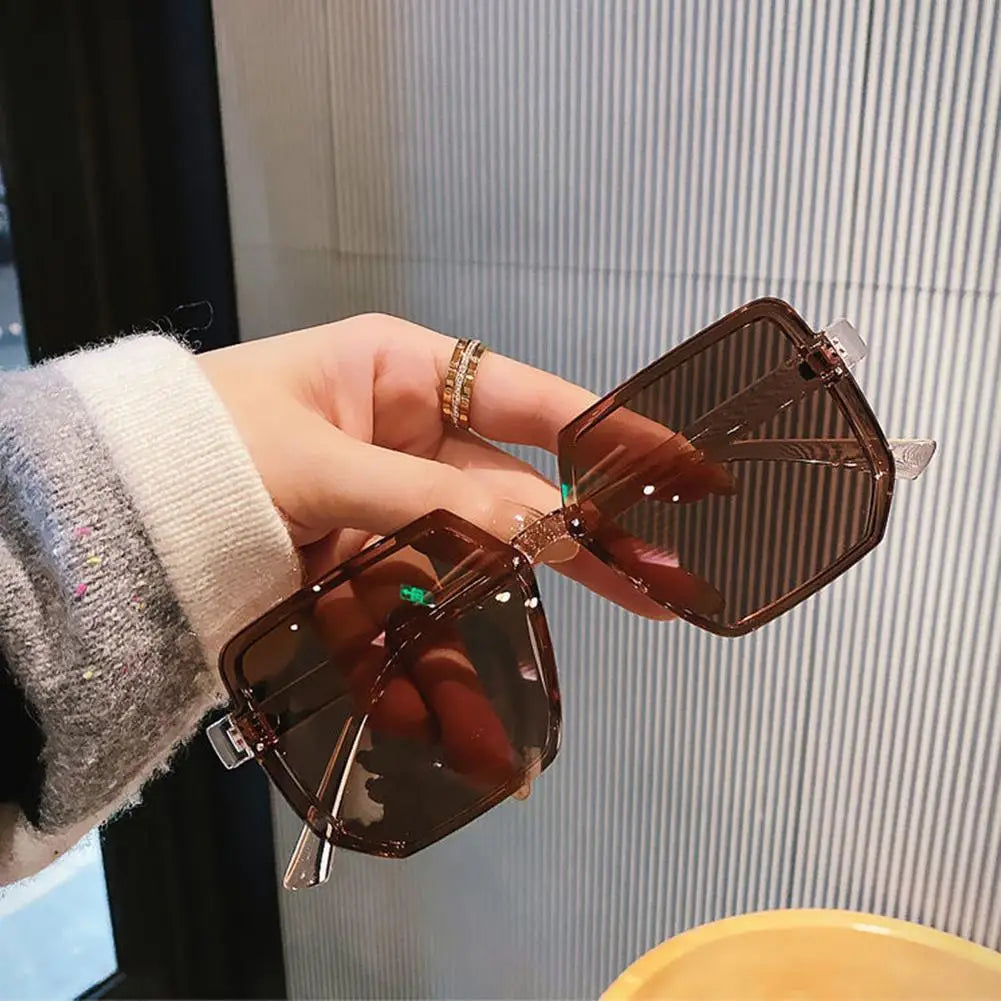 Oversized Square Rimless Sunglasses UV400 Unisex Vintage Shades Fashion Sunglasses Zpaxo