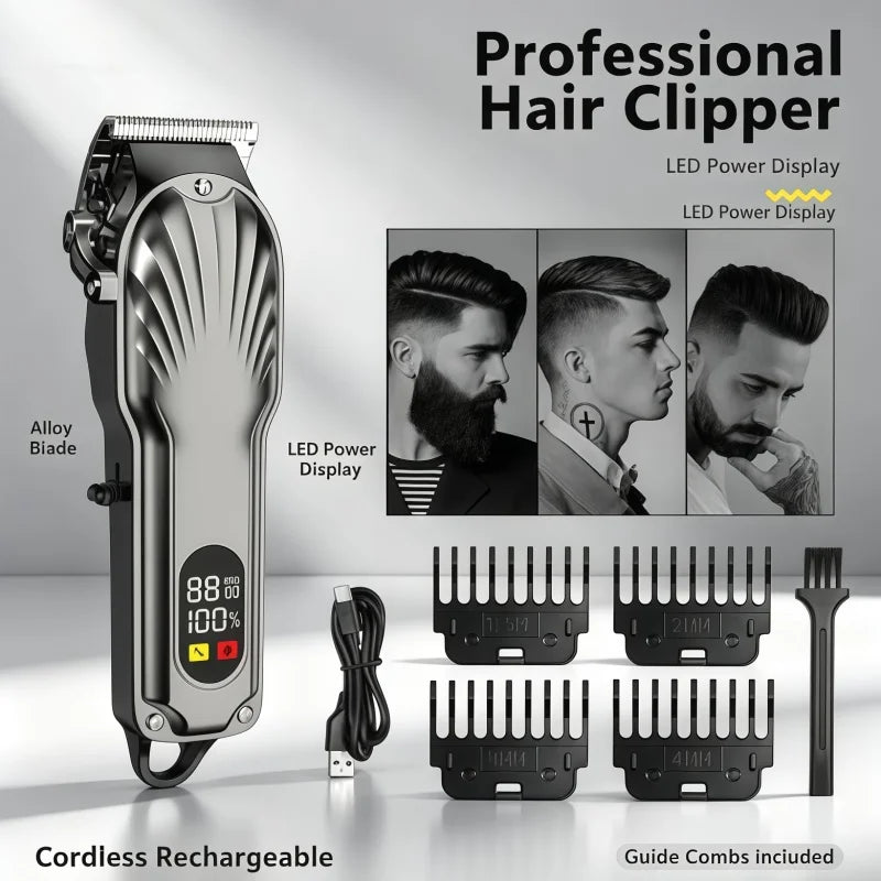 2026 Professional Men's Hair Scissors High-power Adjustable Wireless