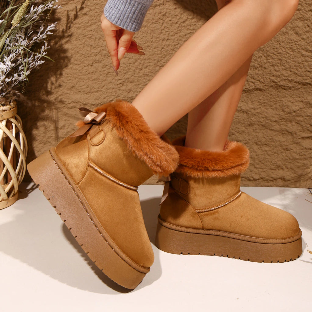 2025 New Women Snow Boots Winter Warm Plush Cotton Shoes Comfortable Non-slip Ankle Boots Thickened Fluff Platform Shoes Women Zpaxo