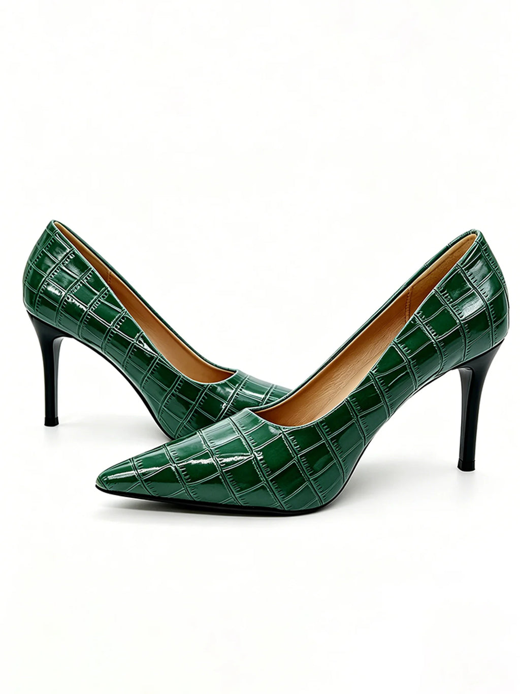 Women's Emerald Green 9cm Stiletto Pumps – PU Leather Heels
