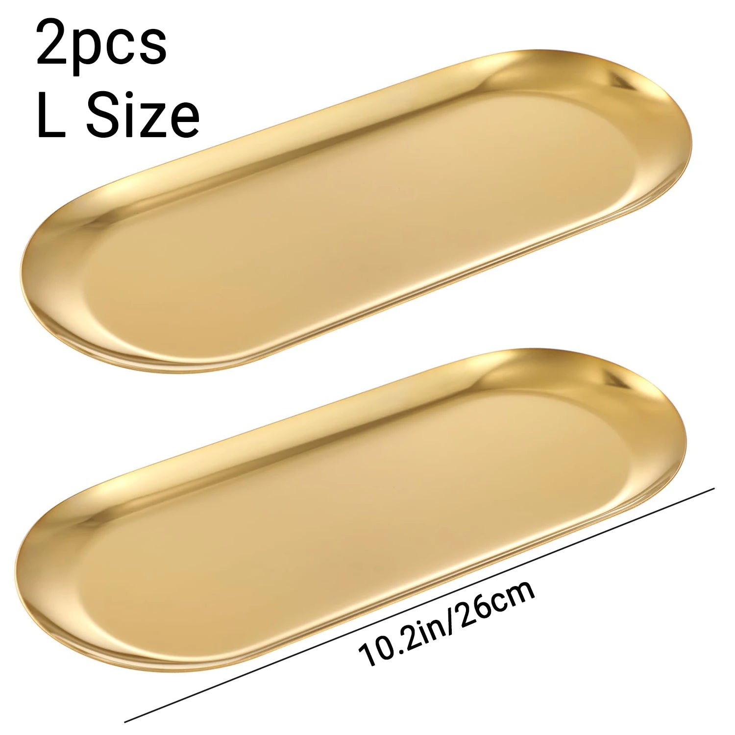 Gold Round Stainless Steel Decorative Trays – Nordic Style Set of 2