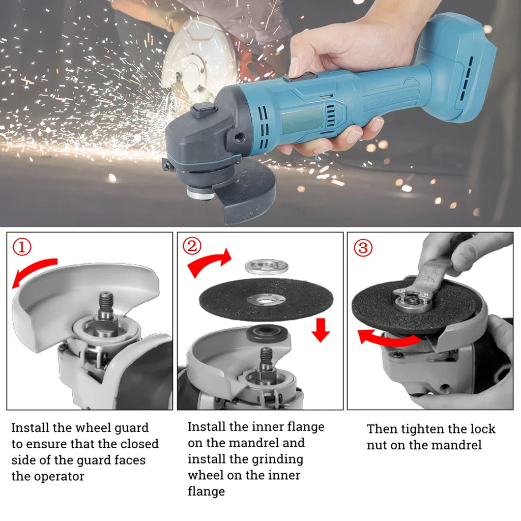 100mm Brushless Angle Grinder 8000 rpm Polishing Cutting Machine Cordless Electric Grinder Power Tool for Makita 18V Battery Zpaxo