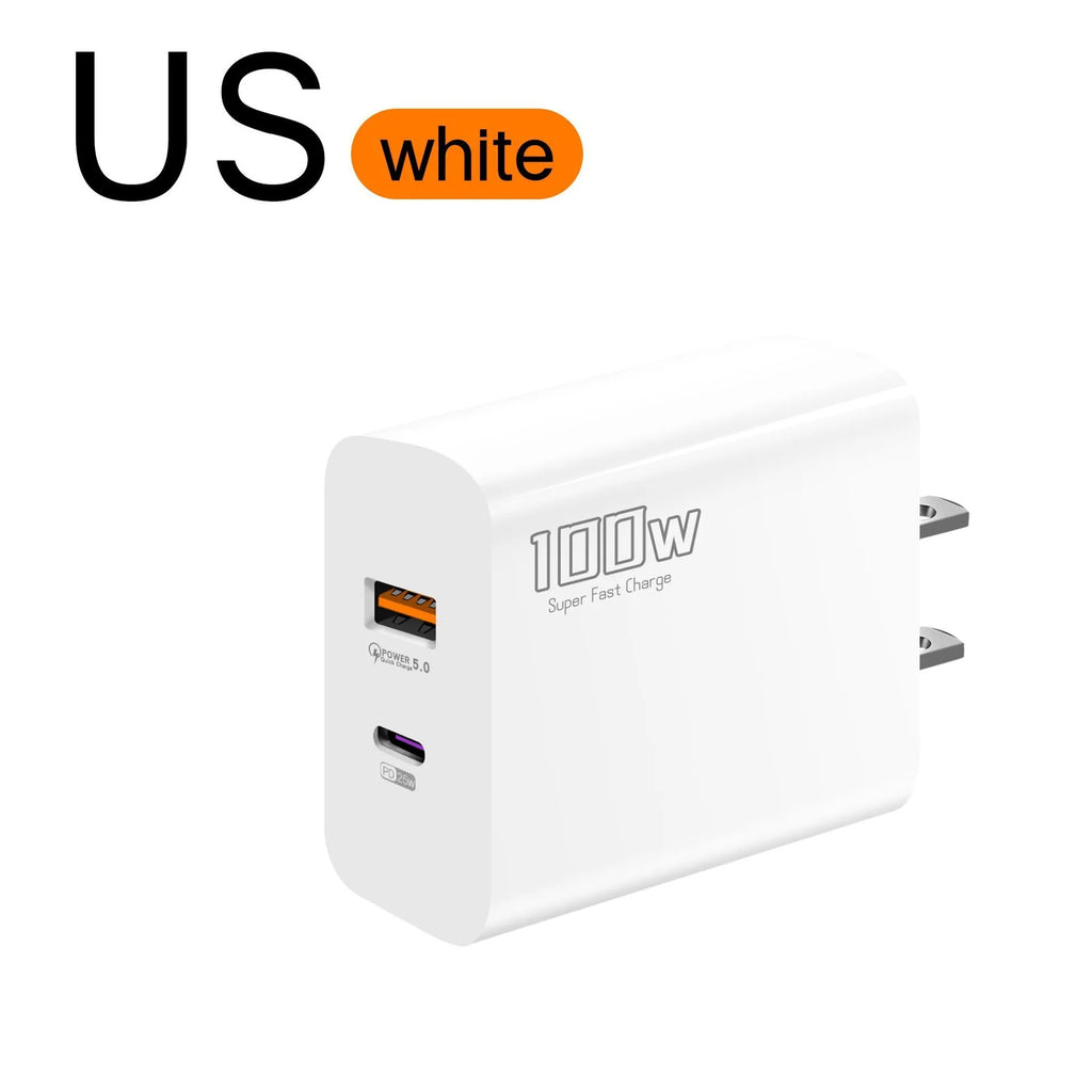 100W Fast Charger Dual-port USB Type-c Charging Head Mobile Phones