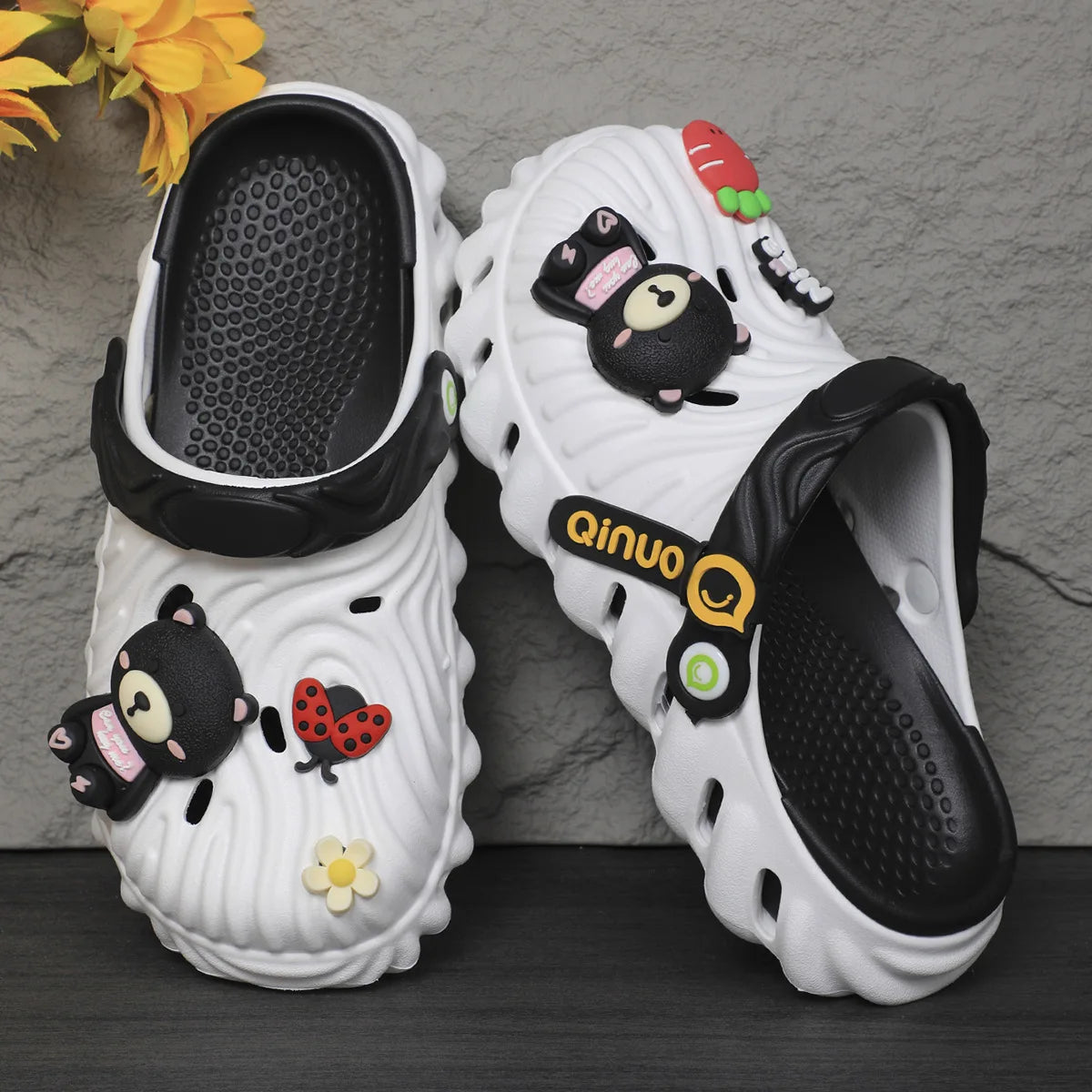 Women's Cartoon Bear Animation Hollow Summer Beach Slide Shoes Trendy