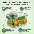 Salad Container For Lunch With Vertical Layering & Dressing Holder, Airtight Salad Pod With Fork, Portable Leakproof Organizer Zpaxo Default Title