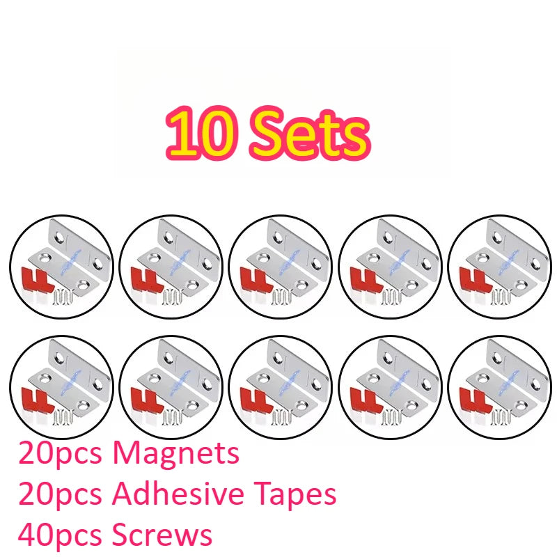 Magnetic Closure Invisible Punch Free Door Stopper Strong Cabinet Door Magnet Ultra Thin Invisible Collision Magnets Door Closet Zpaxo 10 Sets-Silver