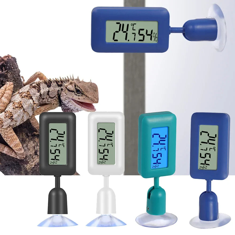 Digital Reptile Thermometer Hygrometer with Suction Cup Temperature Humidity Meter for Terrarium Reptile Accessories Zpaxo