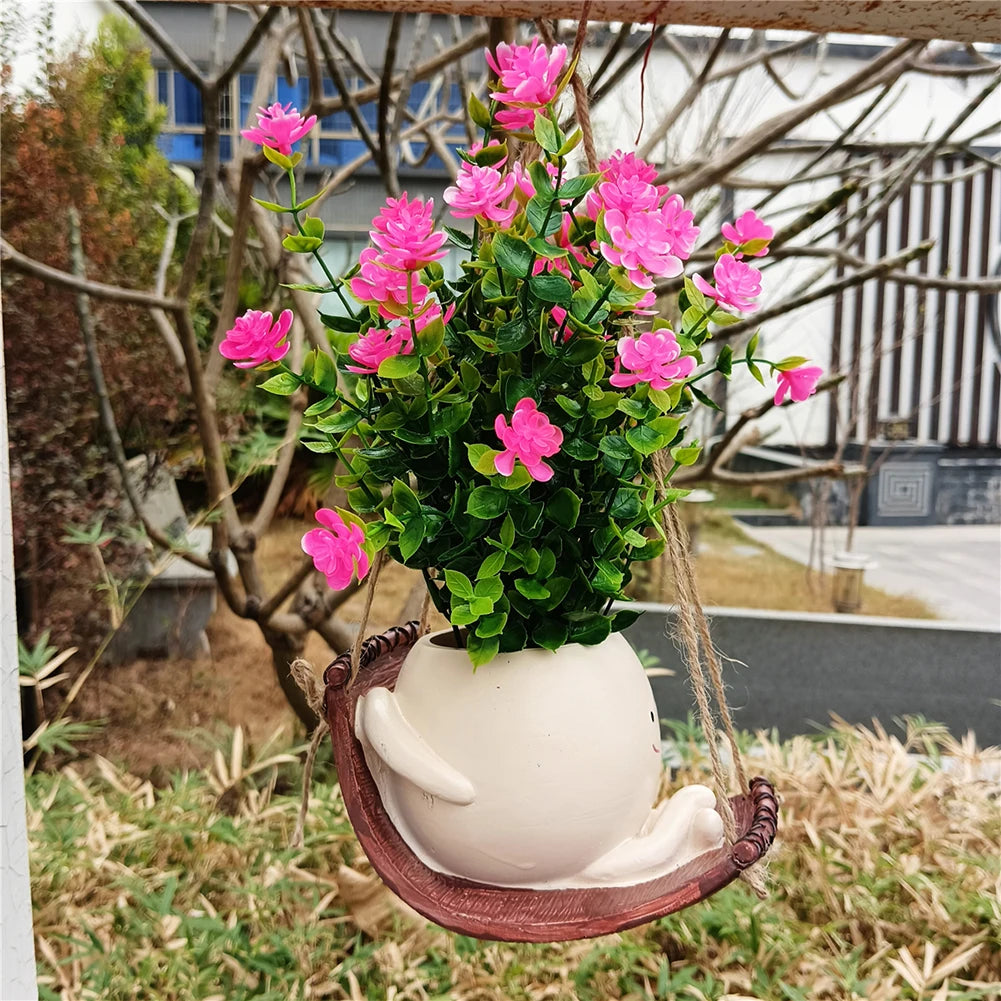 Cute Plant Succulent Pots Resin Hanging Swing Chair Planter Creative