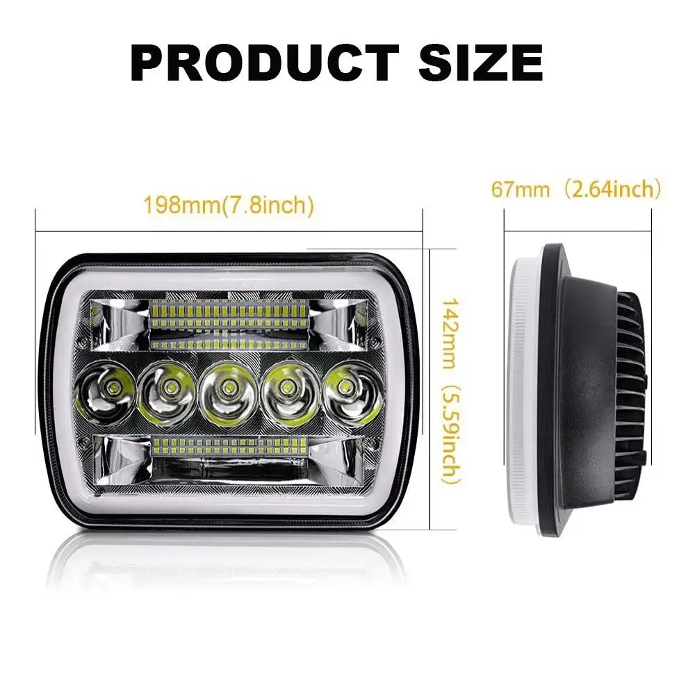 Amber DRL Led Headlights 6000 K White Square Design Automotive Zpaxo