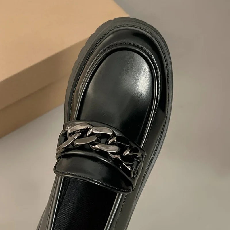 Spring PU Leather Women's Shoes British Slip-on Platform Mary Jane