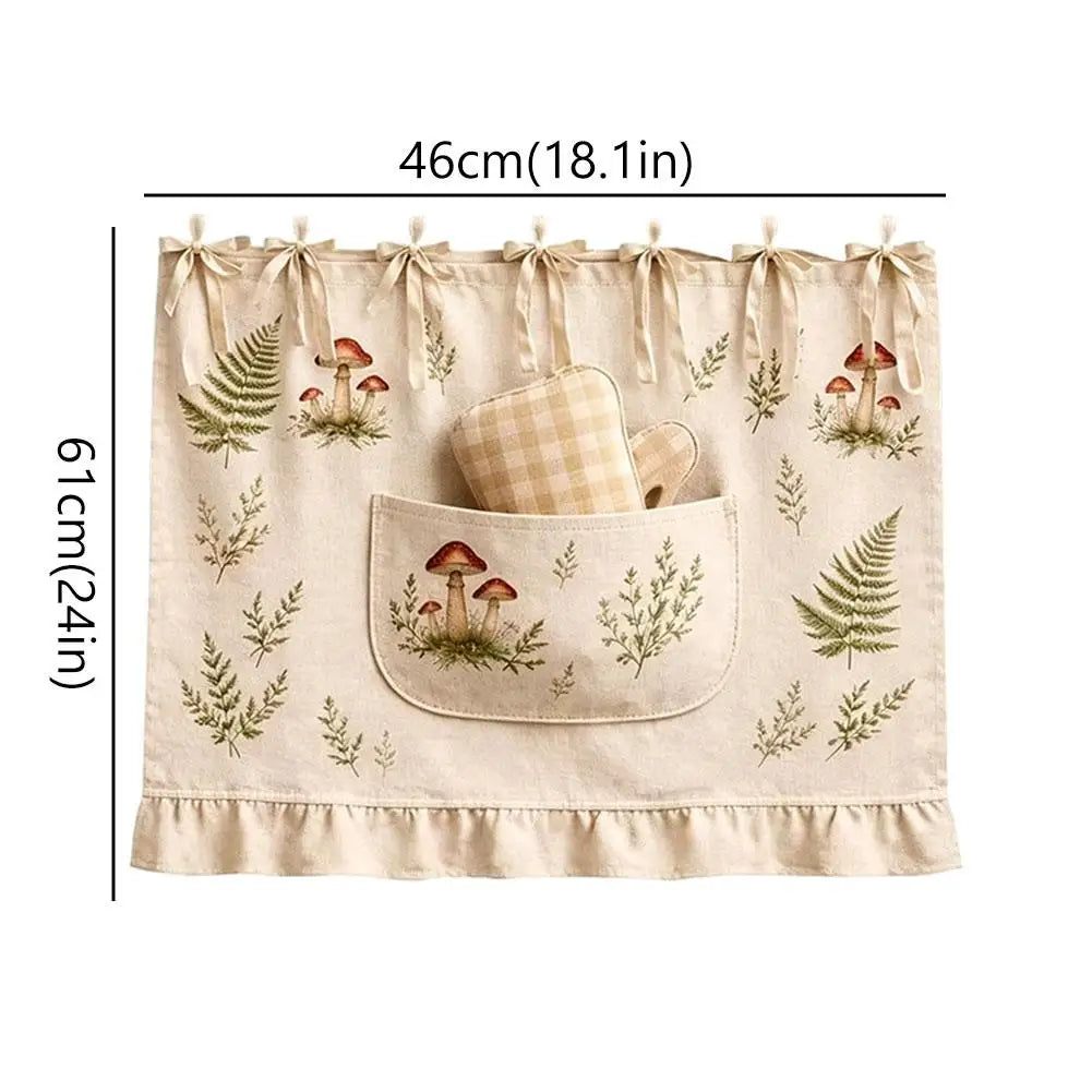 Door Kitchen Dishwasher Handmade Oven Skirt Curtain for Hidden Curtain Tie Top Heat Resistant for Stove Kitchen Decor Zpaxo