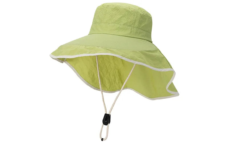 New summer sun protection and splash proof large hat with shawl comprehensive sun protection outdoor sun hat Zpaxo green sun hat