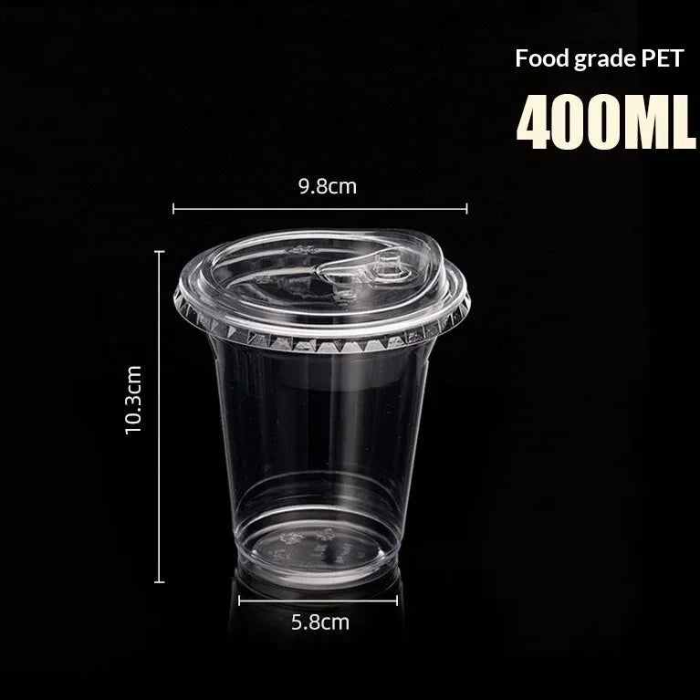 10pcs Disposable packaged internet-famous Dudu cup cold drink plastic cup, coffee coconut milk latte, milk tea, PET beverage cup Zpaxo 410ML 10PCS