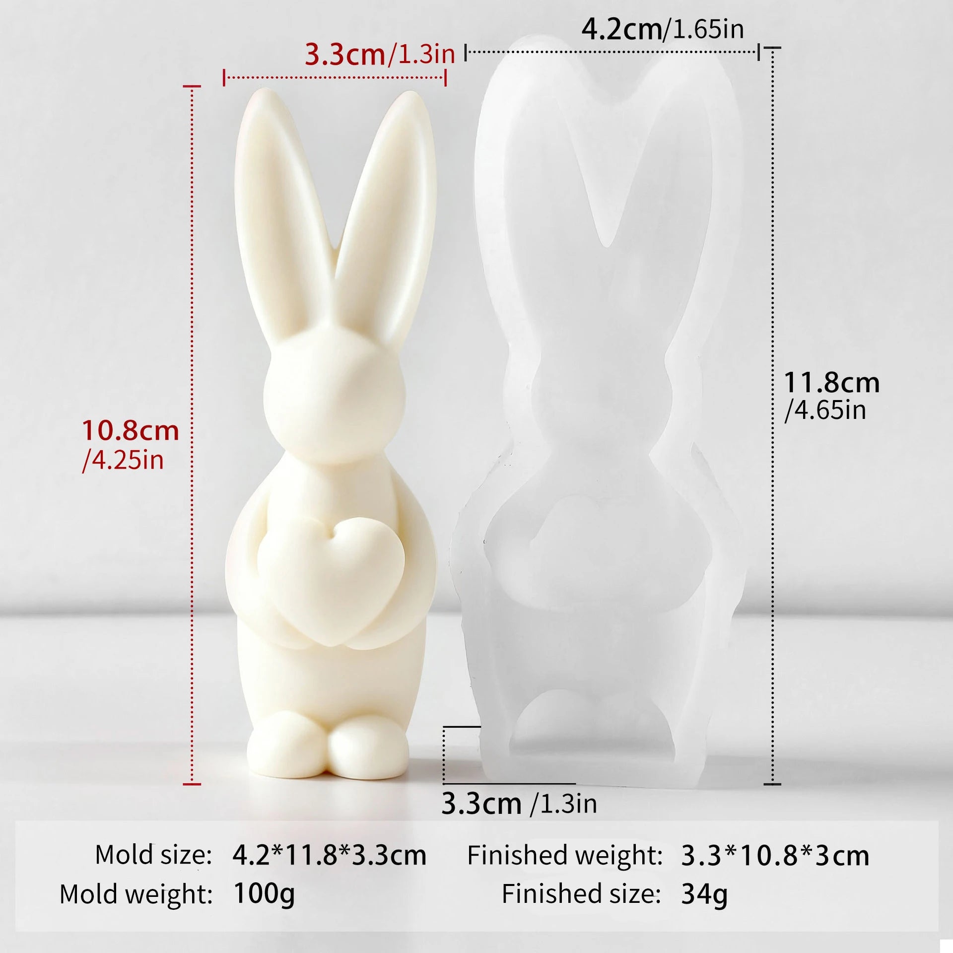 Easter Bunny Candle Silicone 3D Rabbit Bunny Egg Heart Aromatherapy Soap Gypsum Plaster Ornament Gift Mould Home Decor Zpaxo JZB-0252